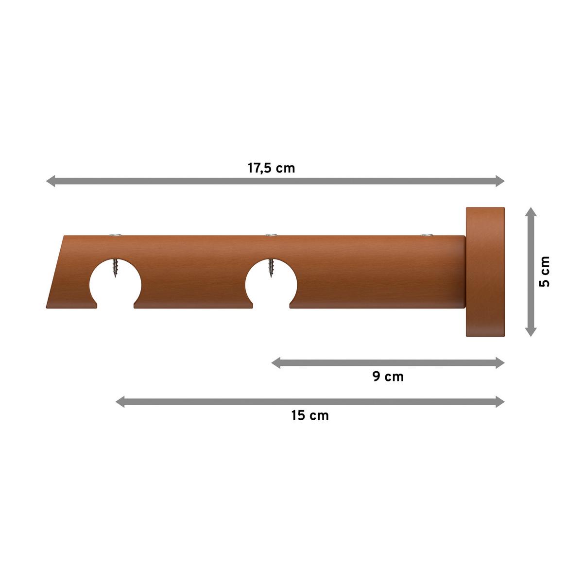 TRÄGER FÜR GARDINENSTANGEN INNENLAUF 20 mm Ø, Talent 2-läufig, Kirschbaum - Kirschbaumfarben, Holz (18/5.3/5.3cm) - INTERDECO