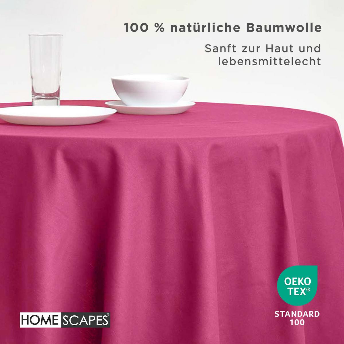 TISCHDECKE weinrot rund 178 cm, 100% Baumwolle - Weinrot, Textil (178/178cm) - Homescapes