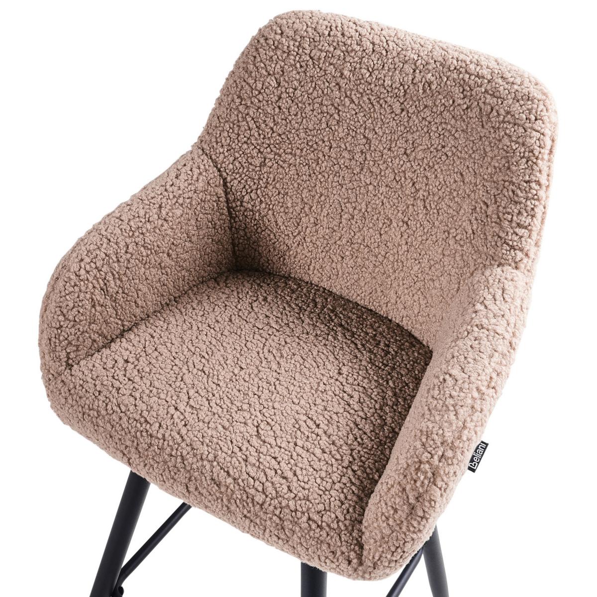 BARSTÜHLEN 2er-Set Taupe Casmalia - Taupe/Schwarz, Textil/Metall (50/103/54cm) - Beliani