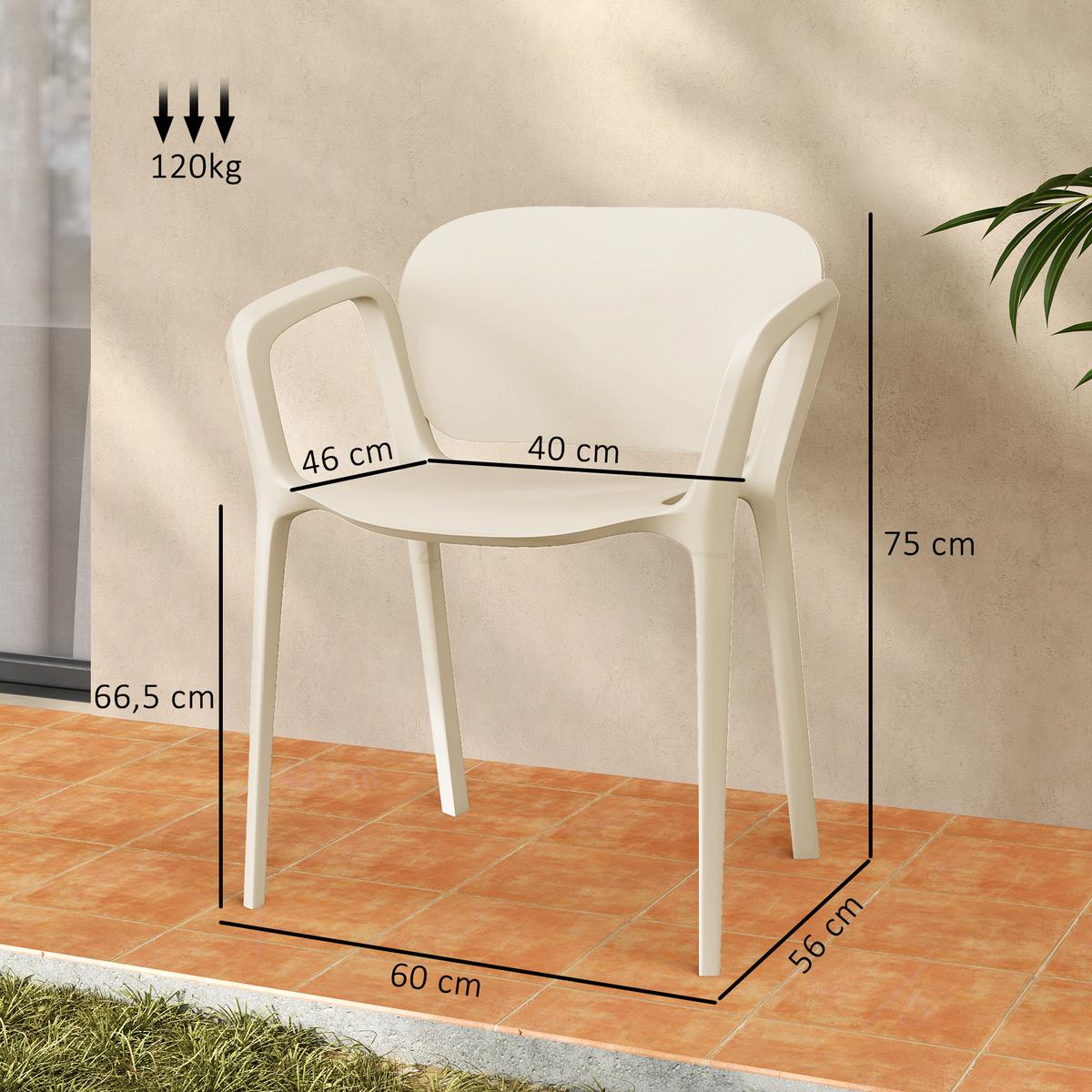 BALKONSTÜHLE 4er Set Kunststoff Weiß - Weiß, Kunststoff (56/75/60cm) - Outsunny