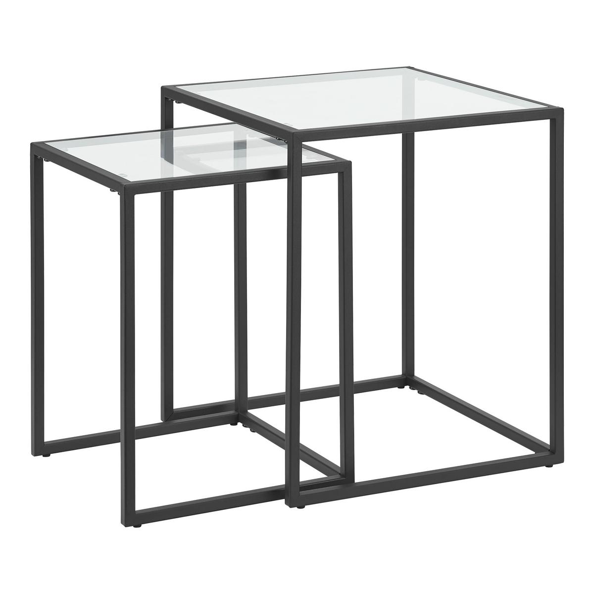 SATZTISCH Holstebro 42/42/51 - Transparent, Glas (42/42/51cm) - [en.casa]
