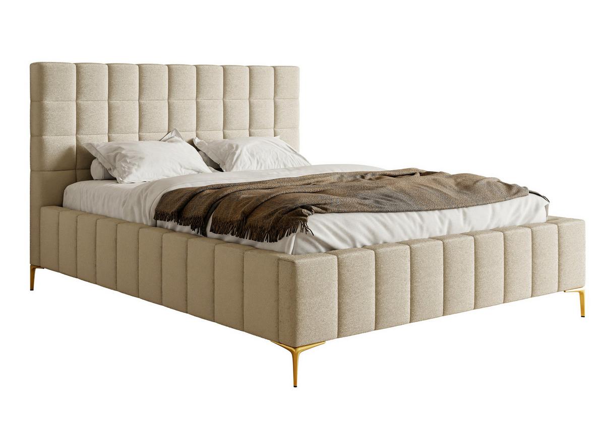 POLSTERBETT Szejlo Beige Chenille 160 cm - Beige/Goldfarben, Textil/Metall (160/200cm) - Selsey