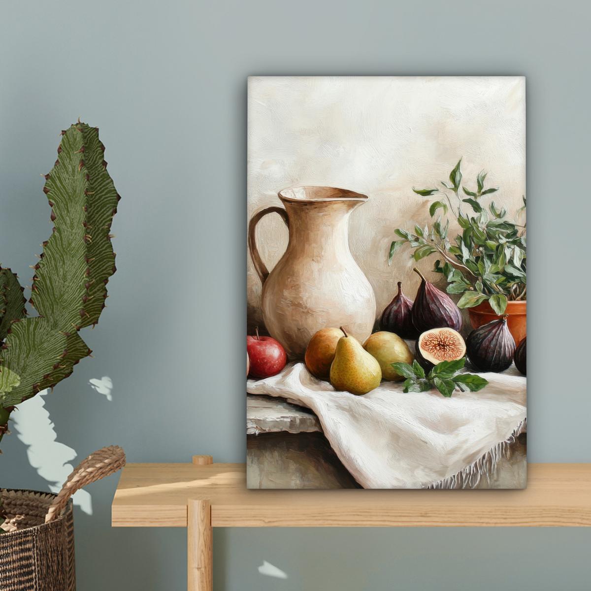 LEINWANDBILD Obst - Kräuter - Ländlich Deko Wohnzimmer 20x30 cm - Naturfarben, Textil (20/30cm) - MuchoWow