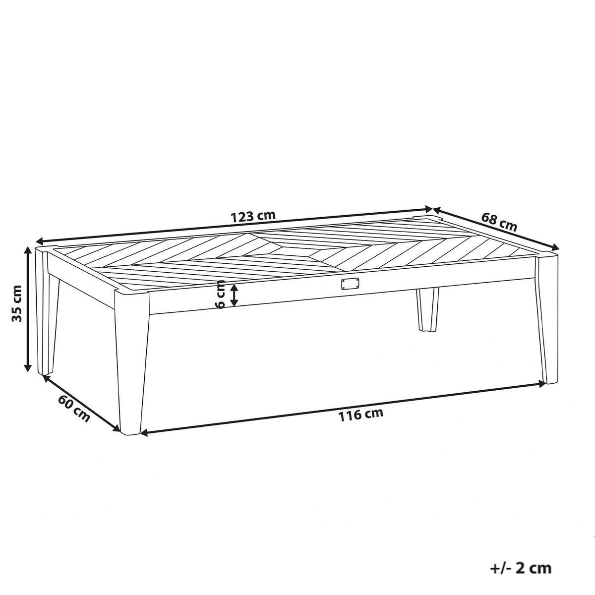 OUTDOOR-COUCHTISCH 123/68 cm Akazienholz Hellbraun Rivello - Hellbraun/Braun, Holz (123/68/35cm) - Beliani