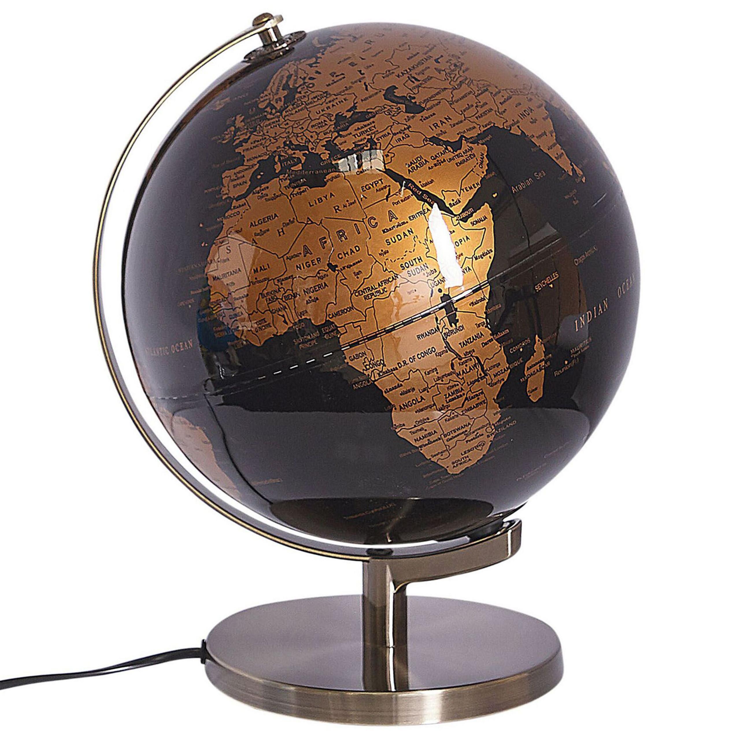 GLOBUS LED Schwarz Magellan - Schwarz/Kupferfarben, Kunststoff (23/32/23cm) - Beliani