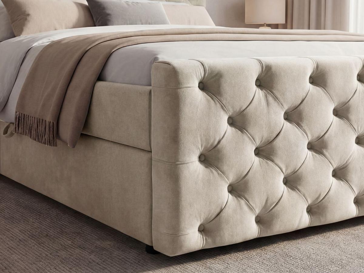 BOXBETT Montego 140x200 Creme - Creme, Holz/Textil (140/200cm) - Graingold