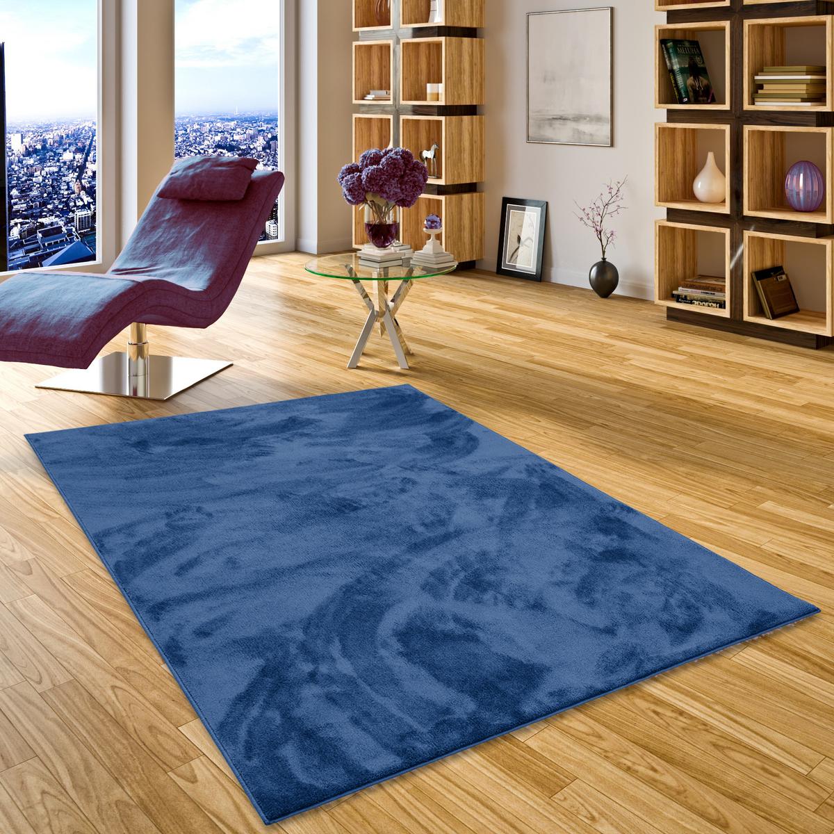 LUXUS SUPER SOFT HOCHFLOR LANGFLOR TEPPICH DELUXE - Dunkelblau, Textil (160/240cm) - Snapstyle