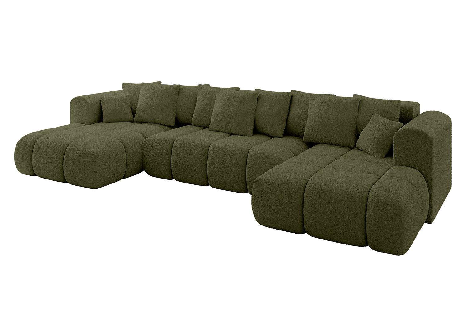 WOHNLANDSCHAFT CLOUD-U-v1 405x185x90 Grün Bouclé - Grün, Holzwerkstoff/Kunststoff (405/90/185cm) - ALTDECOR