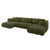 WOHNLANDSCHAFT CLOUD-U-v1 405x185x90 Grün Bouclé - Grün, Holzwerkstoff/Kunststoff (405/90/185cm) - ALTDECOR
