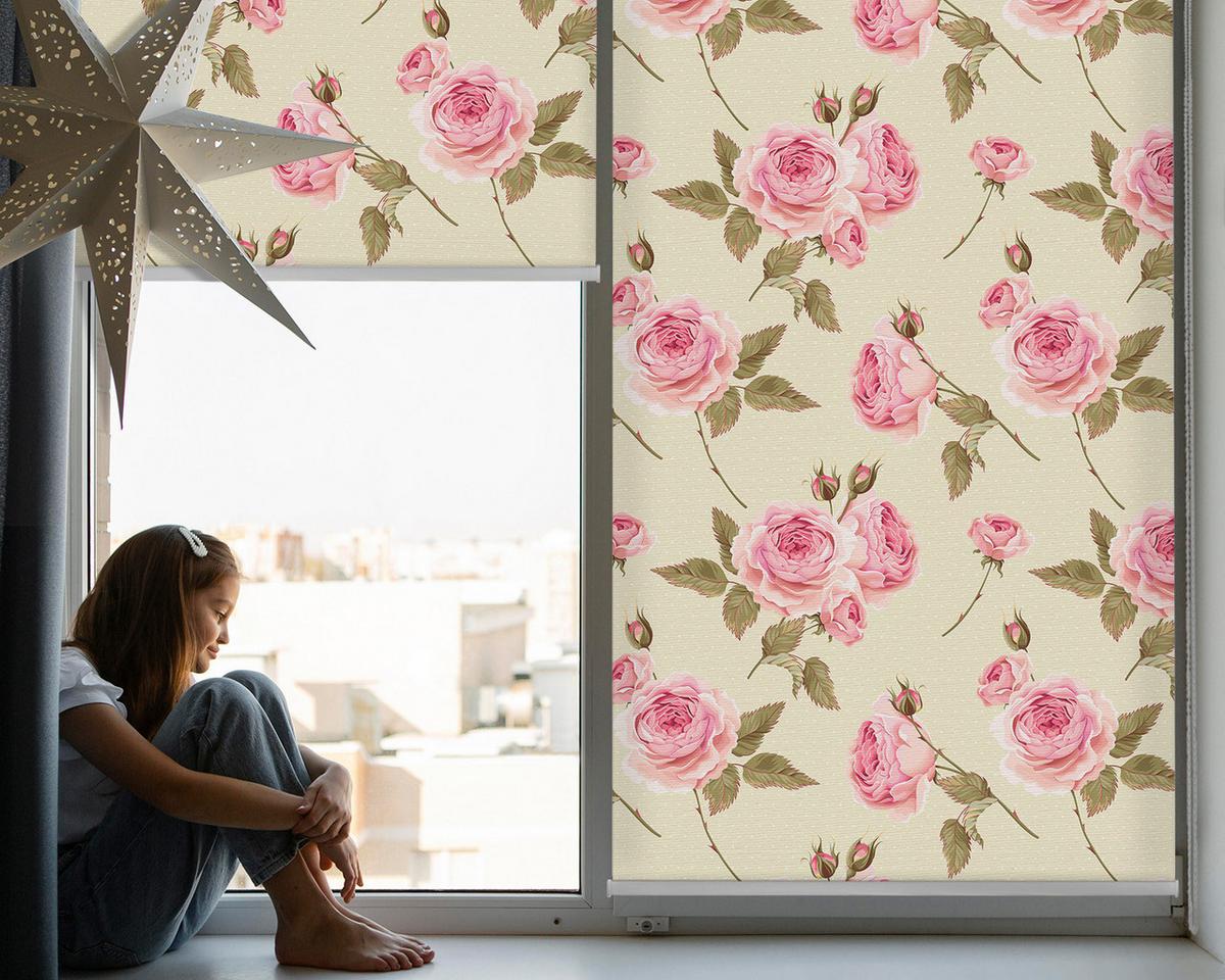 INNENROLLO - Fensterrollo - Rollo - 80x180 cm - Rosen - Pink, Kunststoff (80/180/0.5cm) - TULUP