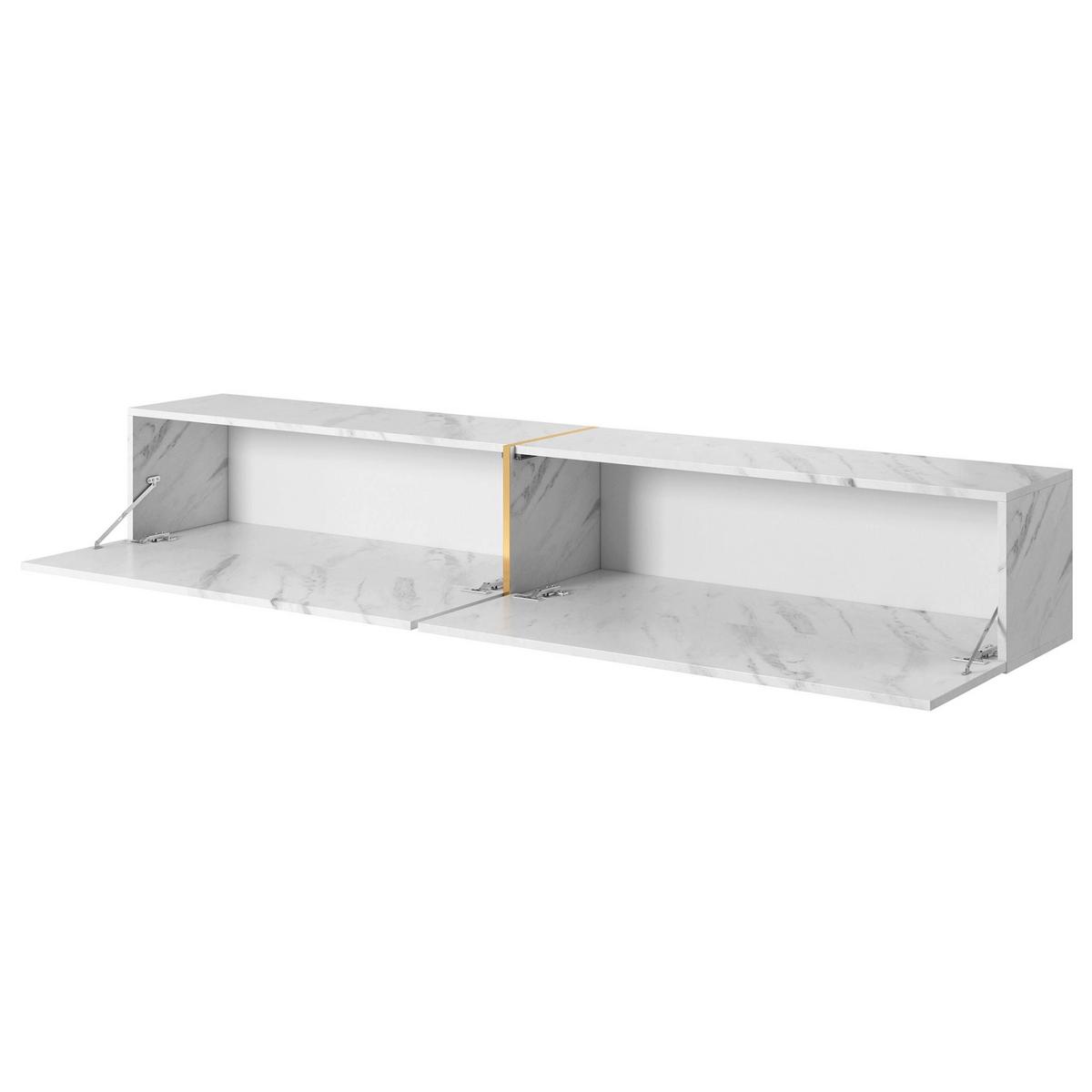 TV-LOWBOARD Bisira Weiße Marmoroptik / Gold 200 cm - Weiß, Holzwerkstoff (200/30/31.6cm) - Selsey