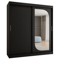 SCHIEBETÜRENSCHRANK mit Spiegel LUCY 200/180/62 2-türig - Silberfarben/Schwarz, Holz (180/200/62cm) - MÖBEL KRYSPOL