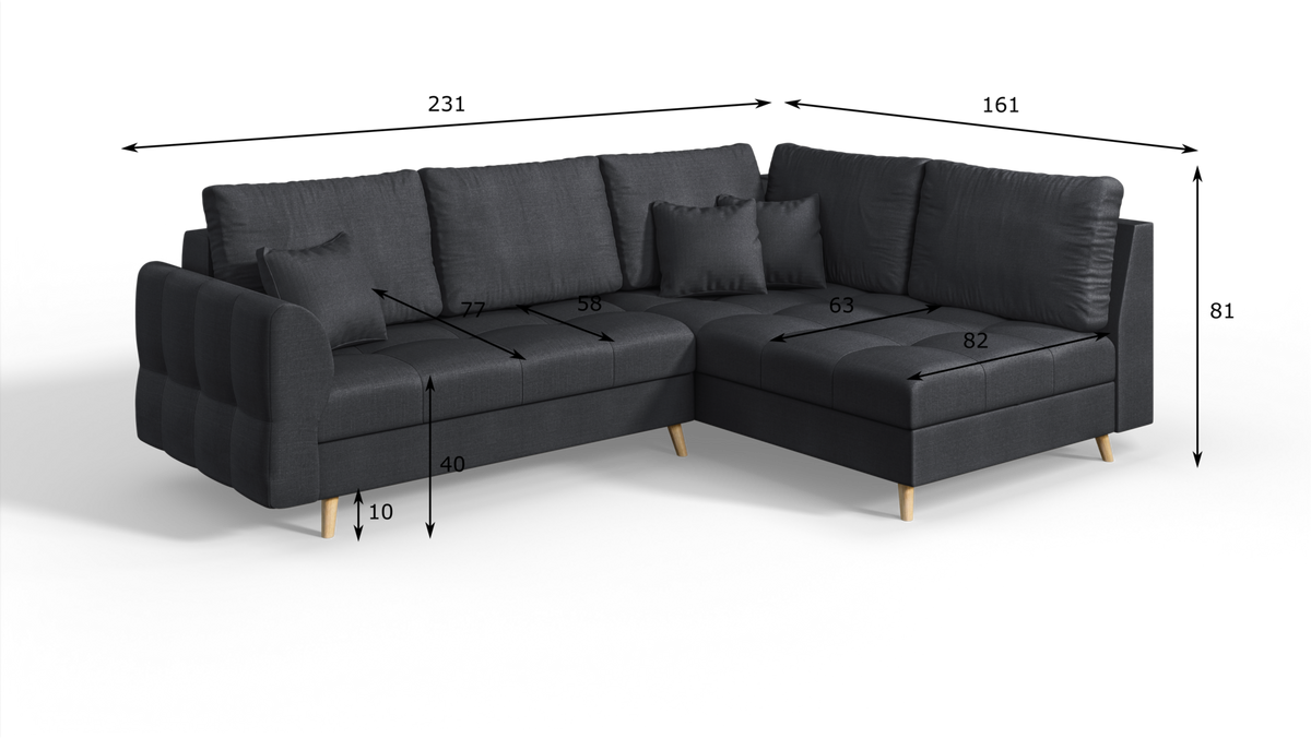 ECKSOFA MIT HOCKER Lorine Mikrofaser Anthrazit - Hellbraun/Anthrazit, Buchenholz/Textil (231/161cm) - S-Style Möbel