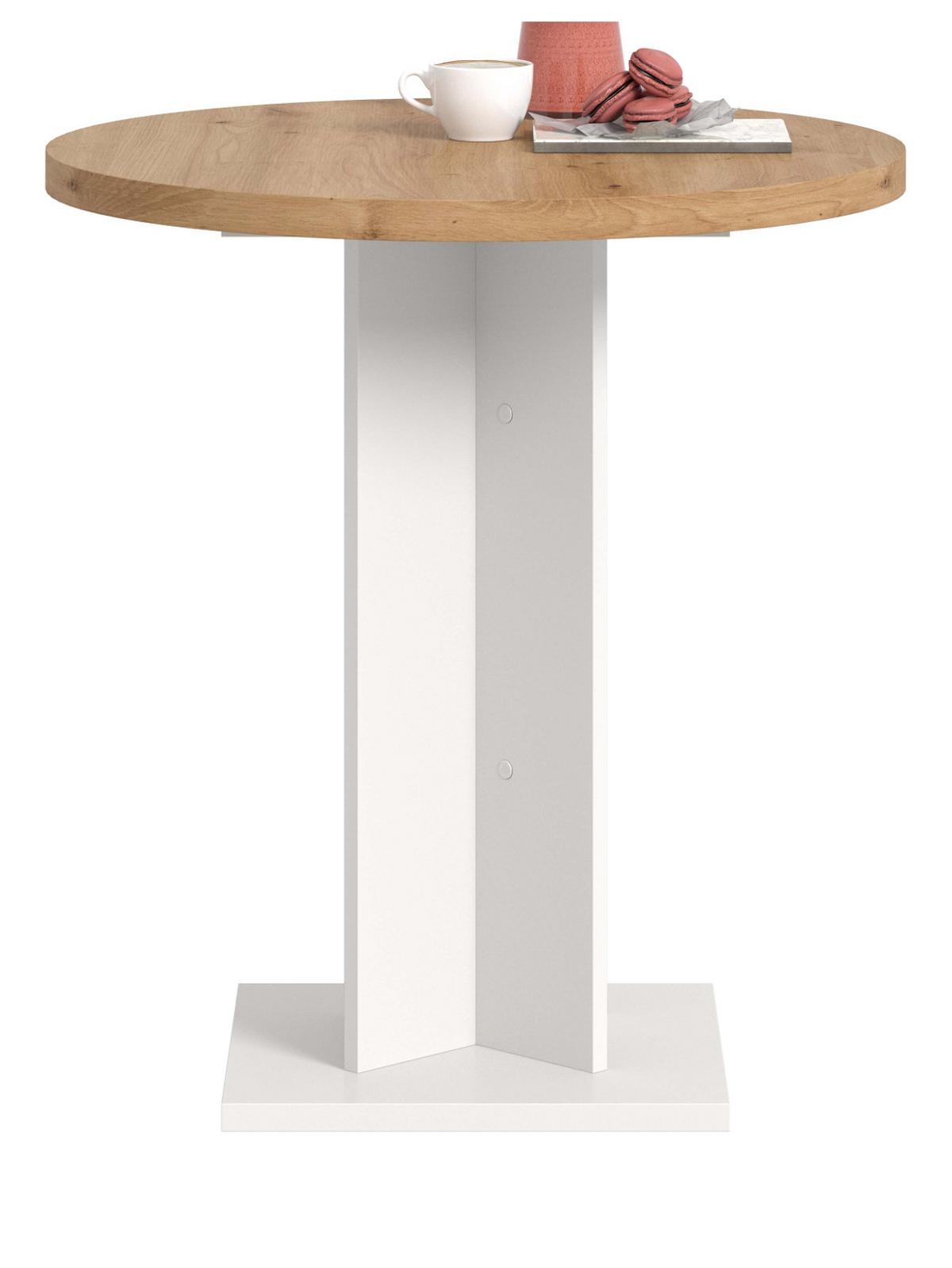 ESSTISCH Eiche Artisan, weiß, Küchentisch rund Ø 70 cm - Eiche Artisan/Weiß, Holzwerkstoff (70/70/76cm) - Inn.Furn