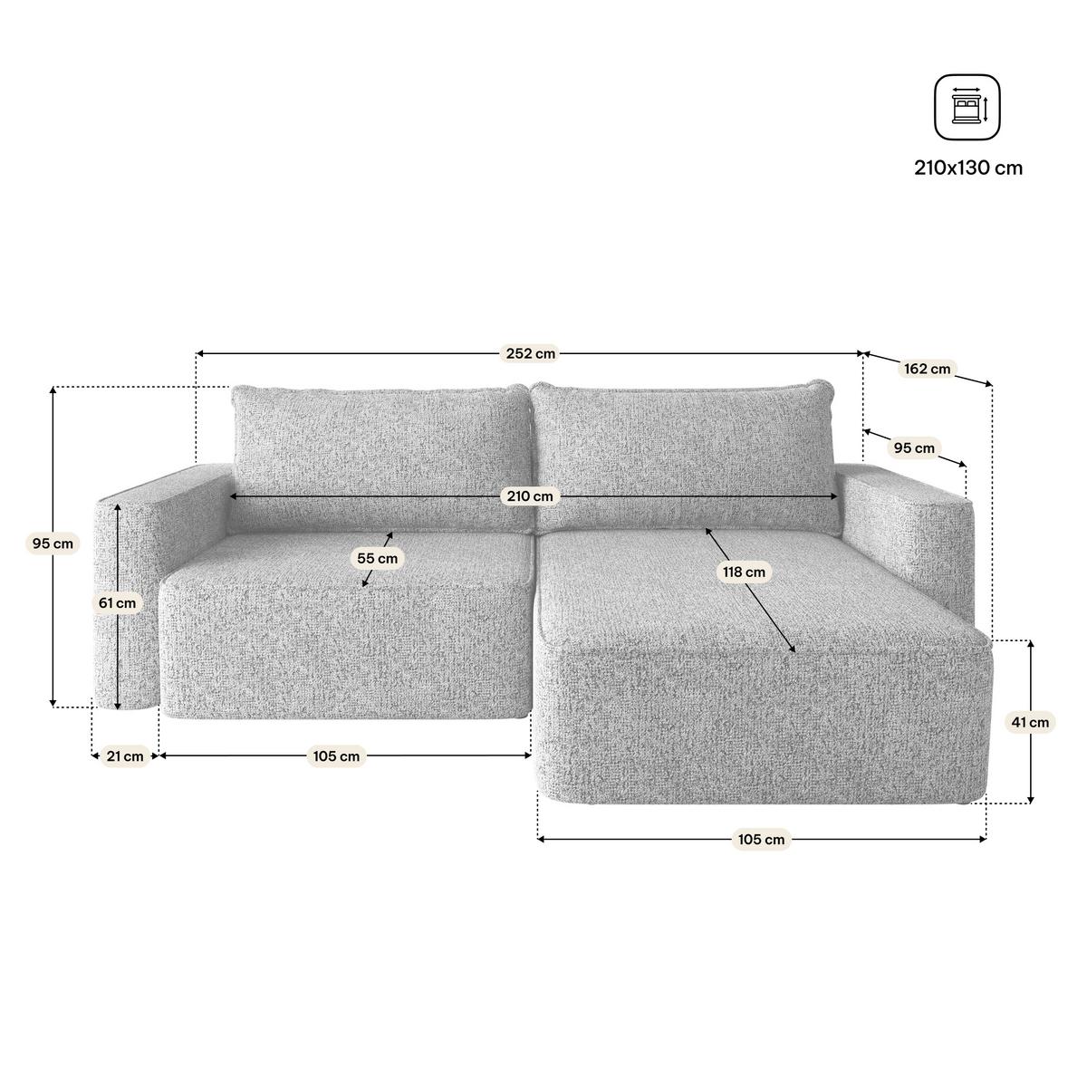 ECKSOFA BELISE BL Grün Chenille mit Schlaffunktion - Grün, Holz/Textil (252/162cm) - MASSENO