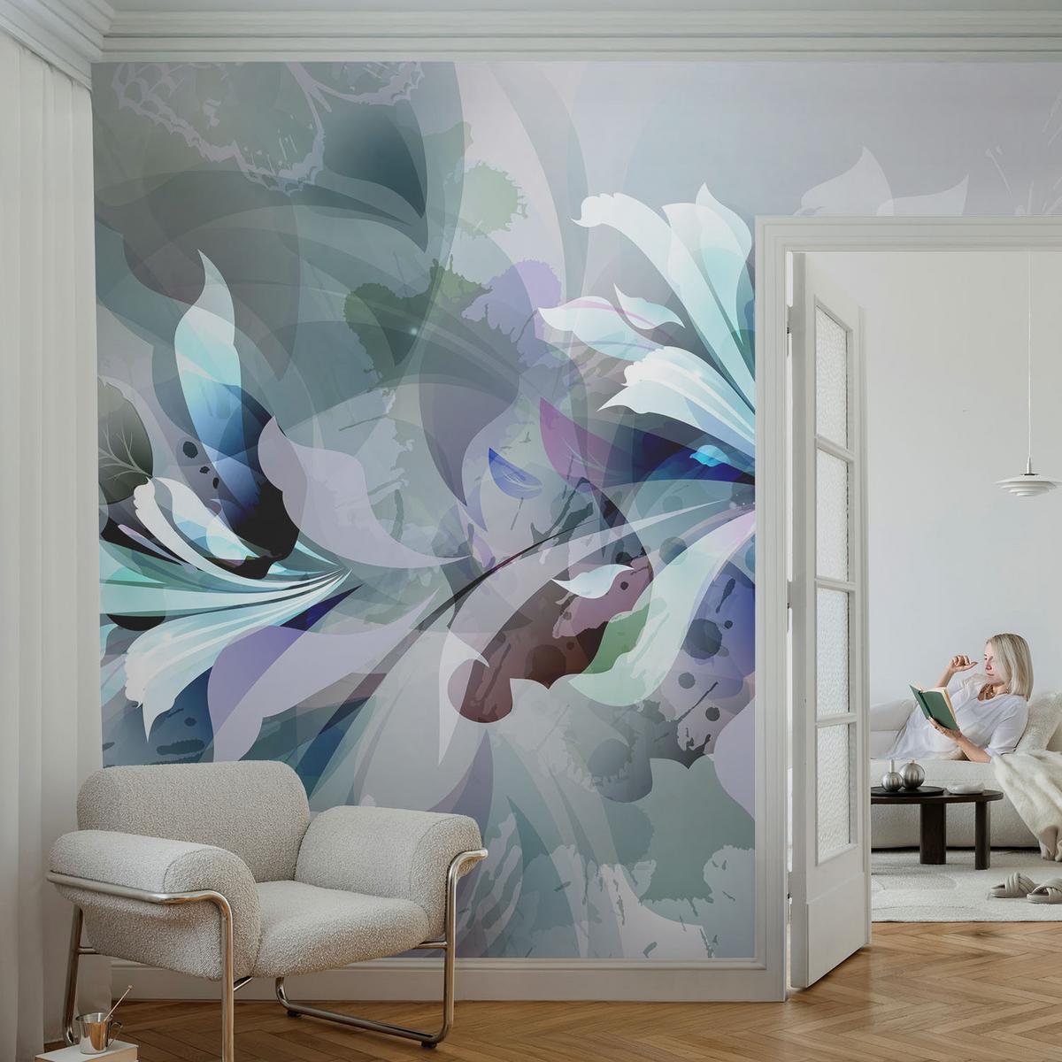 FOTOTAPETE 416x254 cm - Florale Abstraktion - Grün, Textil (416/254cm) - Wallfluent