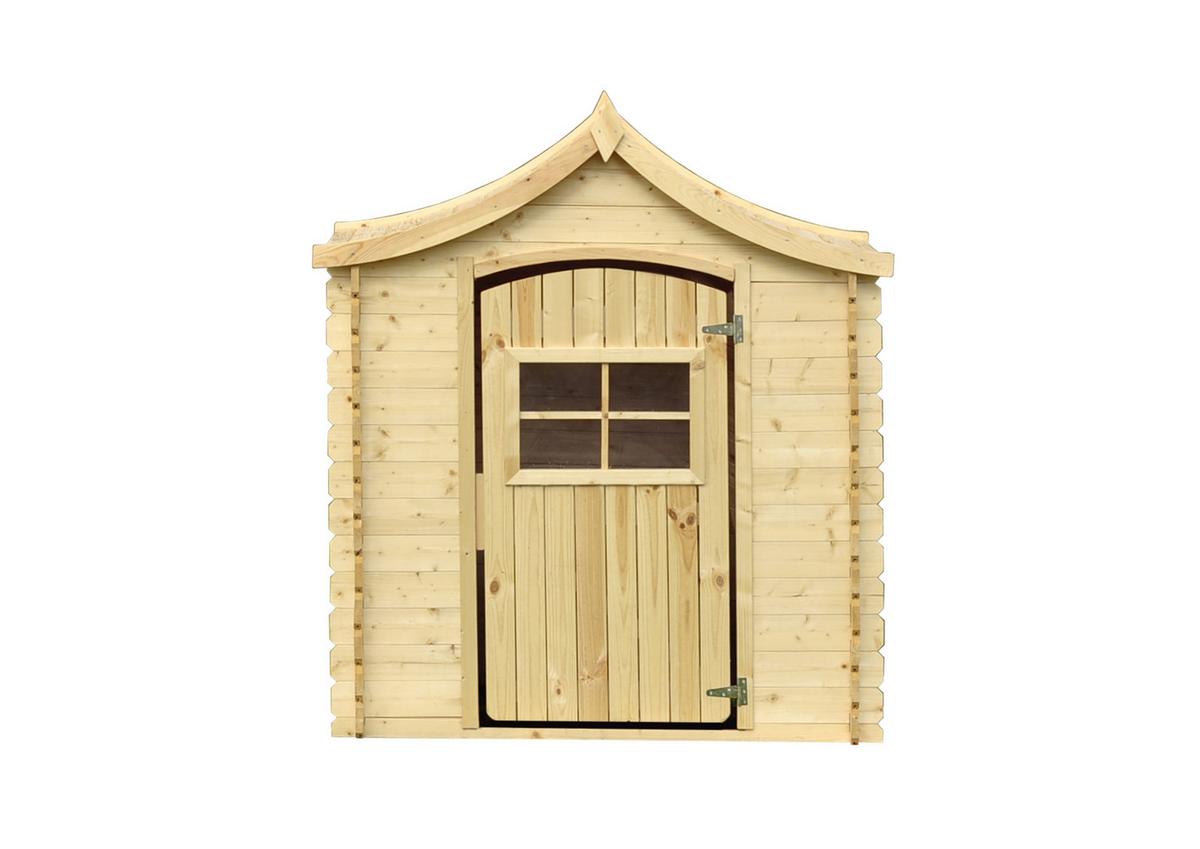 KINDERSPIELHAUS aus Holz - B112xL146xH152 cm/1,1m2 - M550-1 - Beige, Holz (146/152/112cm) - Timbela