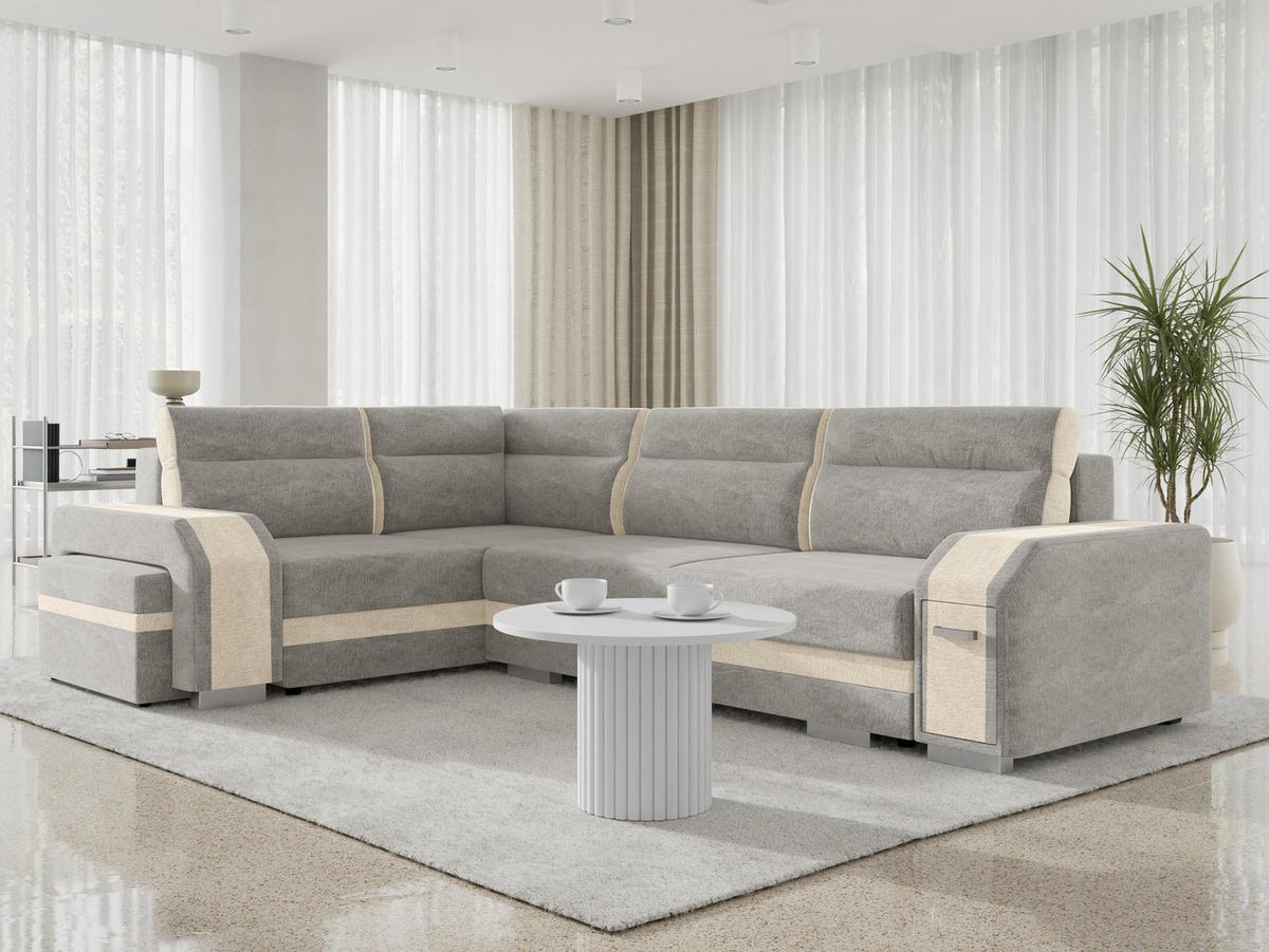 ECKSOFA Assan, Seite: Links - Chromfarben/Beige, Holz/Kunststoff (305/205cm) - MIRJAN24