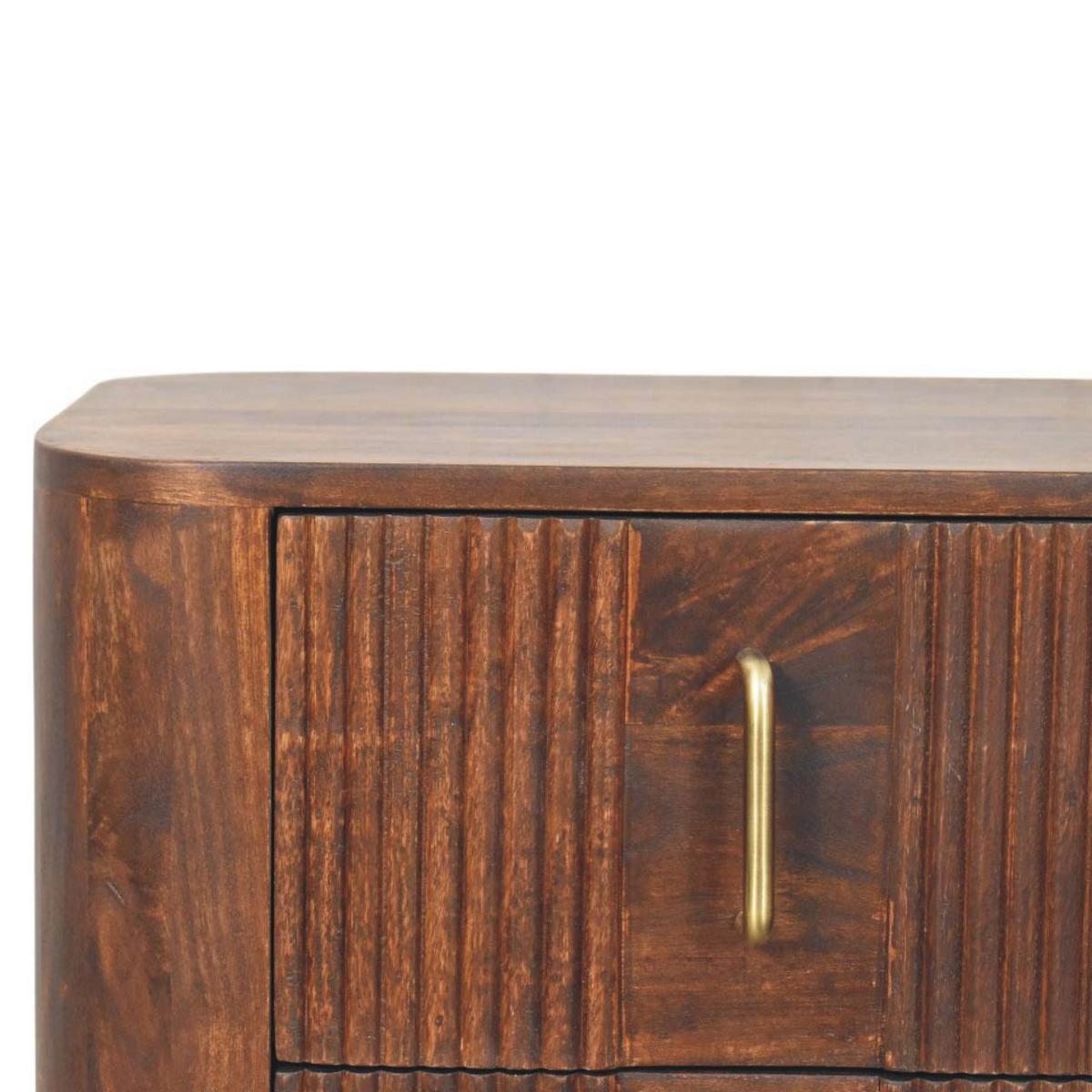 NACHTKASTEN Marlowe Geriffelt, 2 Schubladen, Dunkelbraun - Dunkelbraun/Messingfarben, Holz/Metall (55/53/40cm) - Artisan Furniture