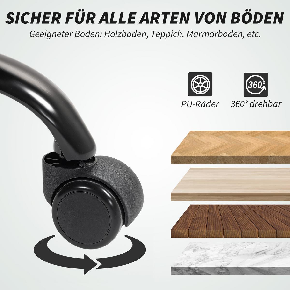 BÜROSTUHL, Ergonomischer Schreibtischstuhl mit Armlehne, Fußstütze, Kaffee - Schwarz/Braun, Textil/Metall (77/116/80cm) - HOMCOM
