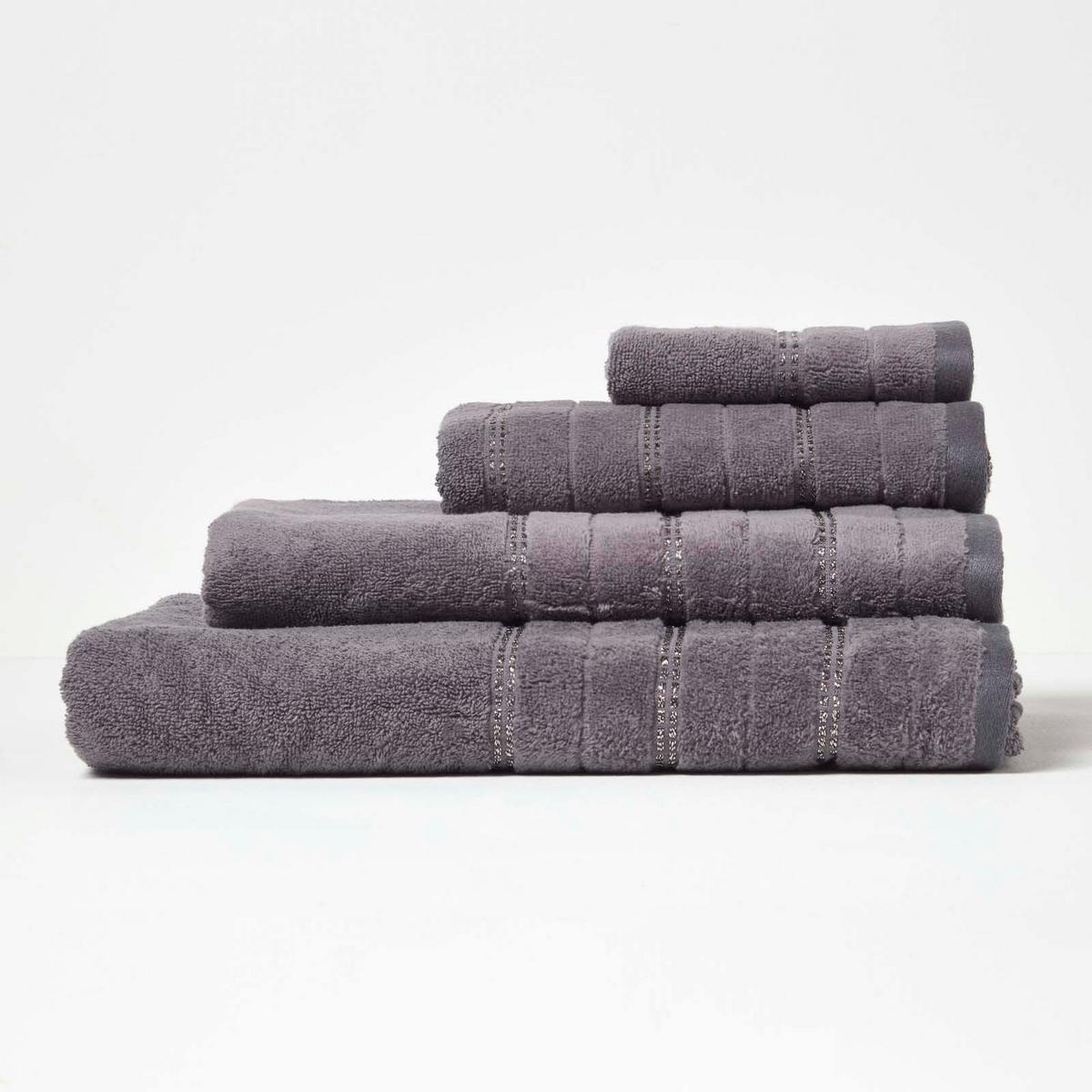 DUSCHTUCH Sparkle grau 70/130 cm - Grau, Textil (70/130cm) - Homescapes