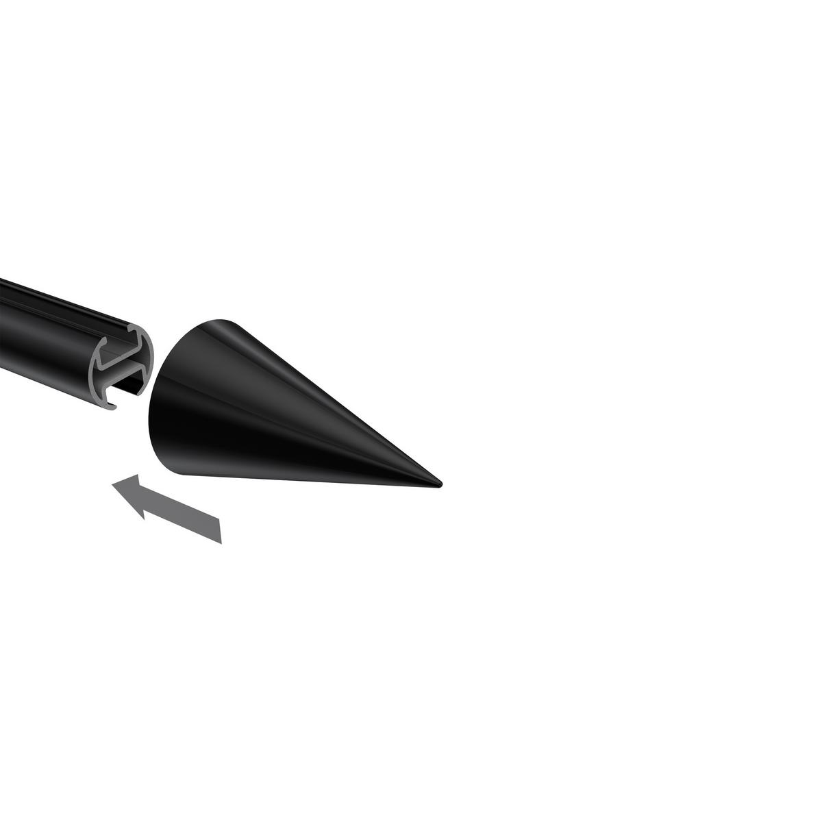 ENDSTÜCKE FÜR GARDINENSTANGEN 20 mm Ø, Savio Schwarz, Packung 2 Stück - Schwarz, Metall (6/3.4/3.4cm) - INTERDECO