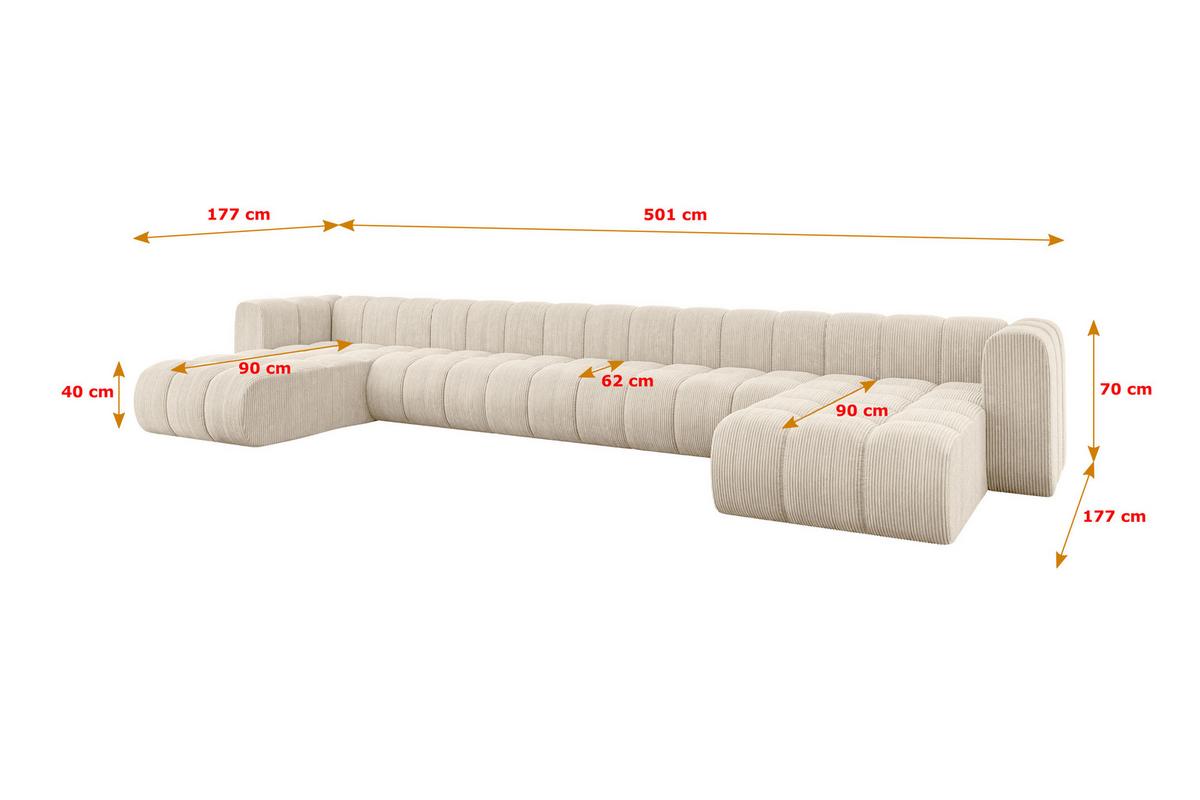 WOHNLANDSCHAFT modulares Sofa Joren-U3 - 501x177x70 cm Beige - Beige, Holzwerkstoff/Textil (501/70/177cm) - ALTDECOR