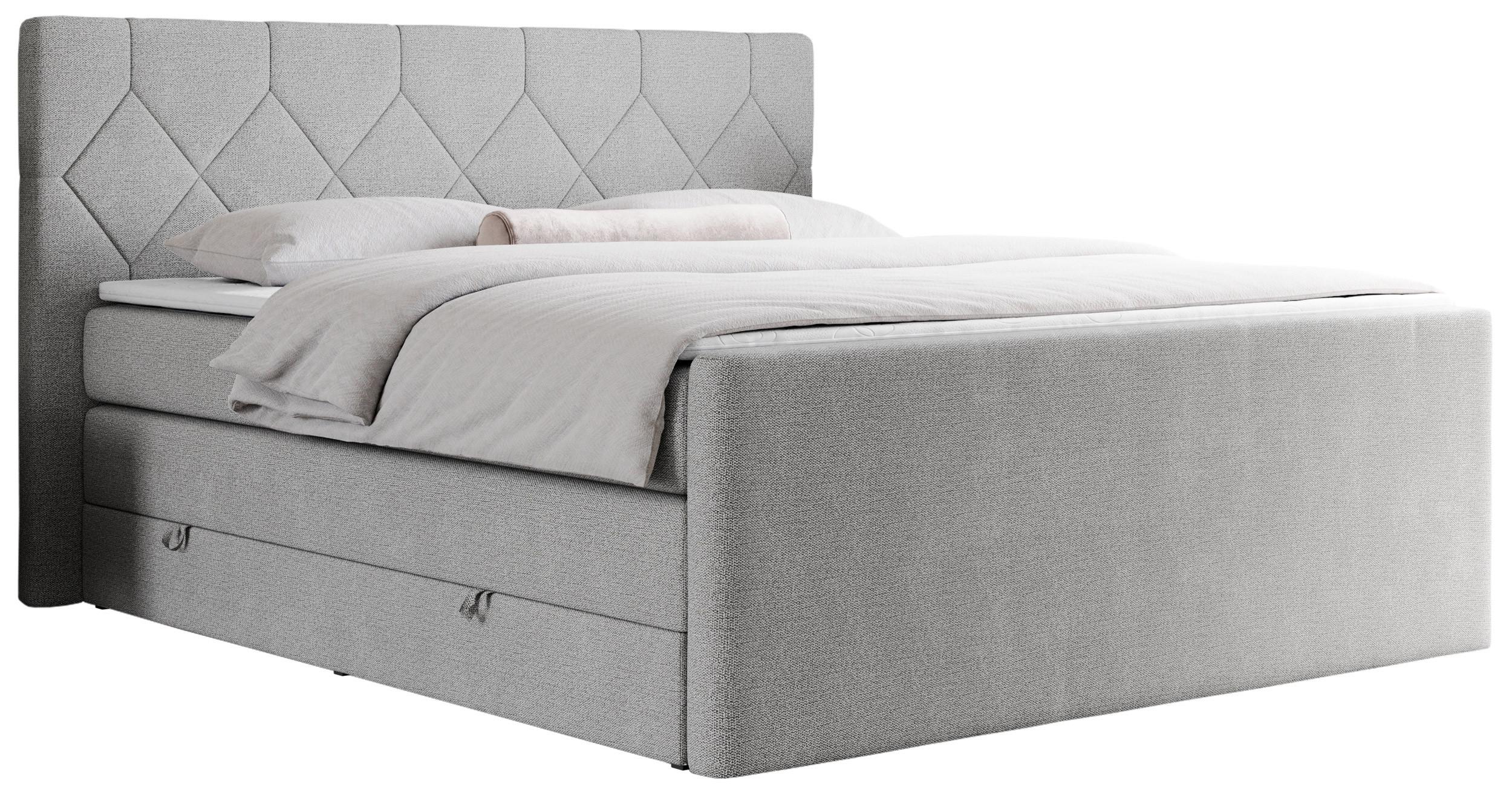 BOXSPRINGBETT KING EIGAR 160/200 Hellgrau Struktur - H4 - Hellgrau, Holz/Textil (160/200cm) - MKS