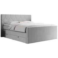 BOXSPRINGBETT KING EIGAR 160/200 Hellgrau Struktur - H4 - Hellgrau, Holz/Textil (160/200cm) - MKS