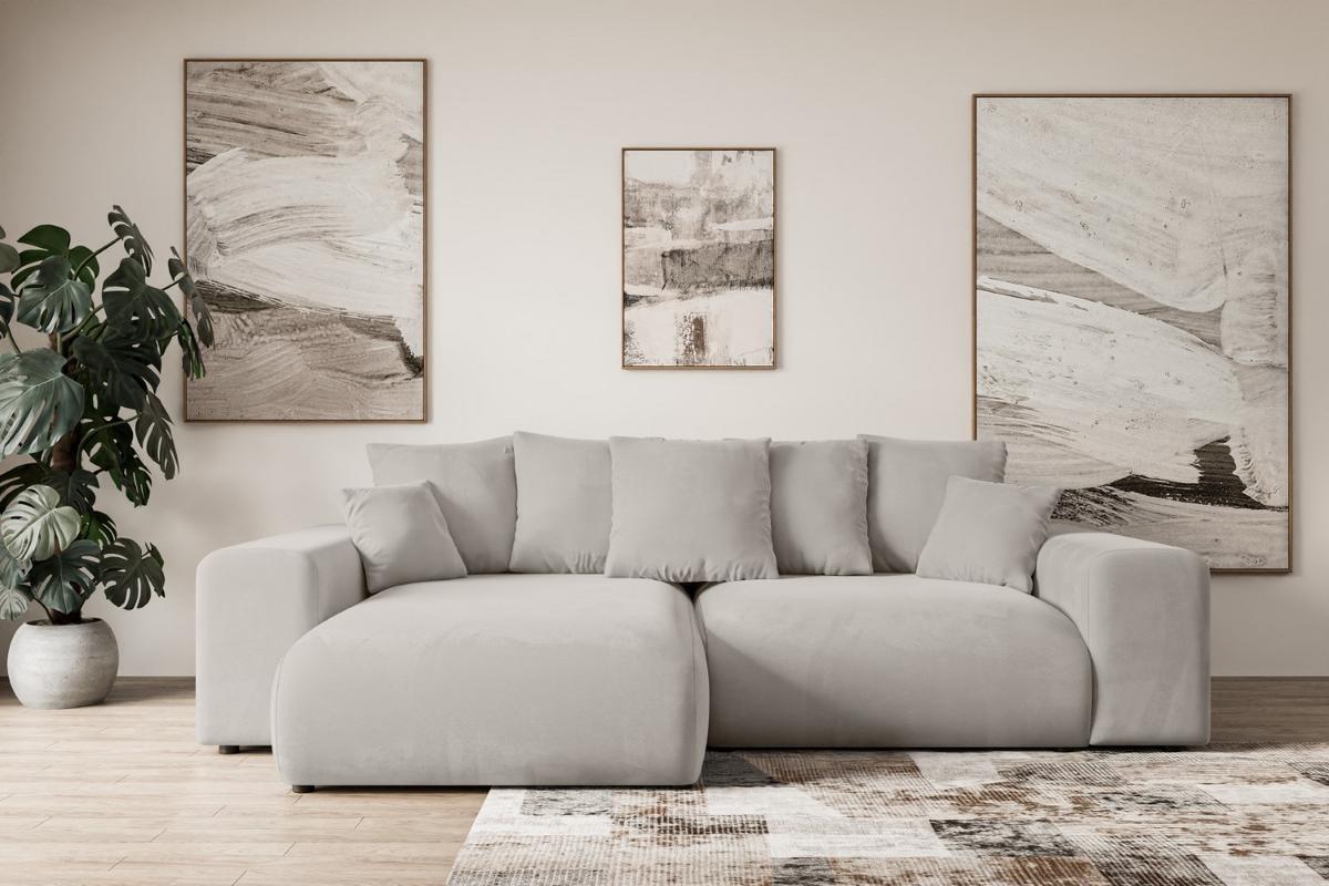 ECKSOFA Ottomane links ESKAR-L 266x176x72 Hellbraun Velours - Hellbraun/Schwarz, Holzwerkstoff/Kunststoff (266/176cm) - ALTDECOR