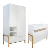 BABYZIMMER 2-teilig Weiß und Holz - Weiß, Holzwerkstoff (100/90/45cm) - Petits-meubles