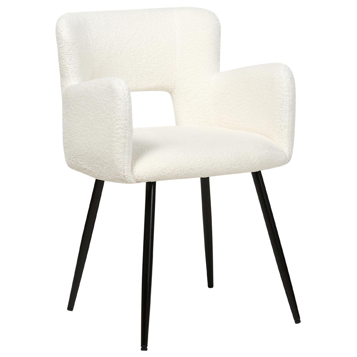 ESSZIMMERSTUHL 2er-Set Samtstoff Weiß Sanilac - Creme, Textil/Metall (52/75/44cm) - Beliani