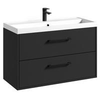 BADMÖBEL-SET Florence 2 Teile Matt Schwarz - 80 x 35 x 51 cm - Schwarz, Holz (80/55/40cm) - Badplaats