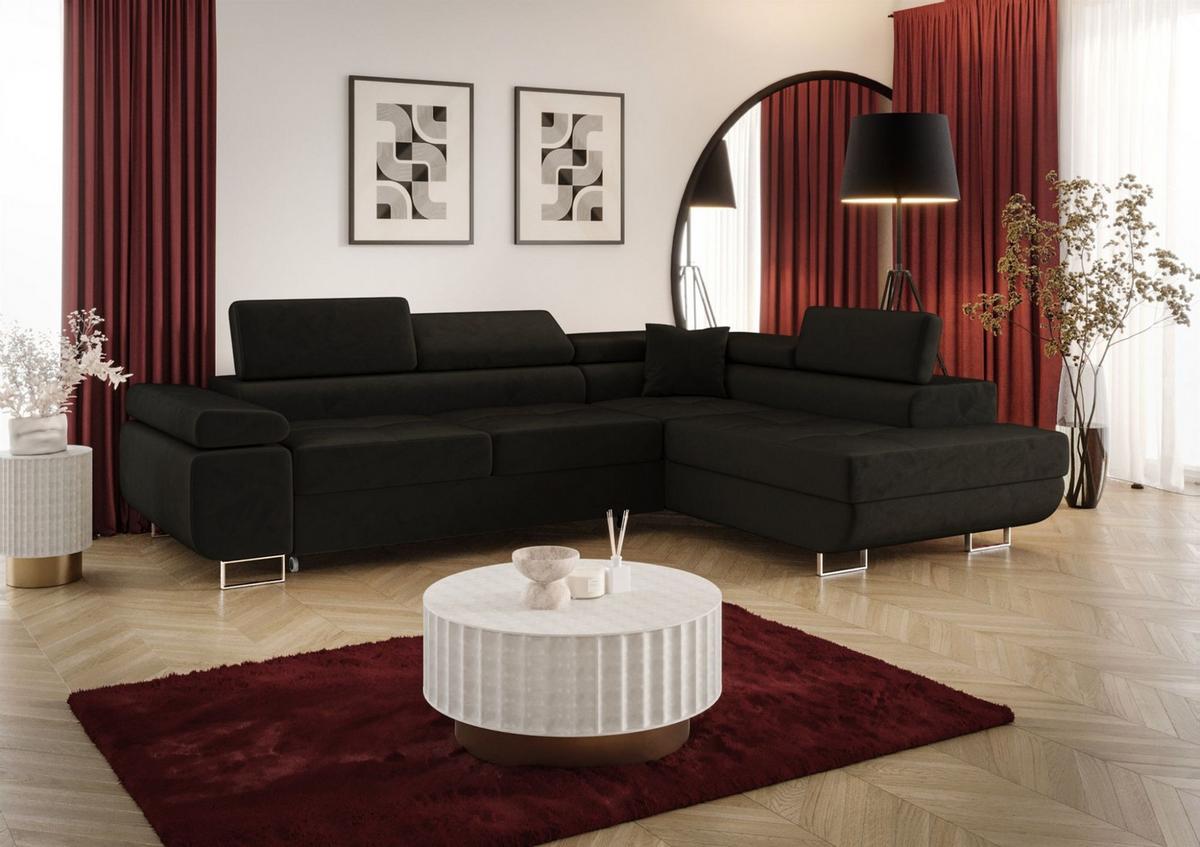 ECKSOFA Monaro Mit Schlaffunktion - Anthrazit, Holzwerkstoff/Textil (275/202cm) - Fun Möbel
