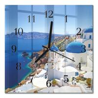 WANDUHR aus Glas 30x30 cm - Santorini - Blau, Glas (30/30/0.4cm) - TULUP