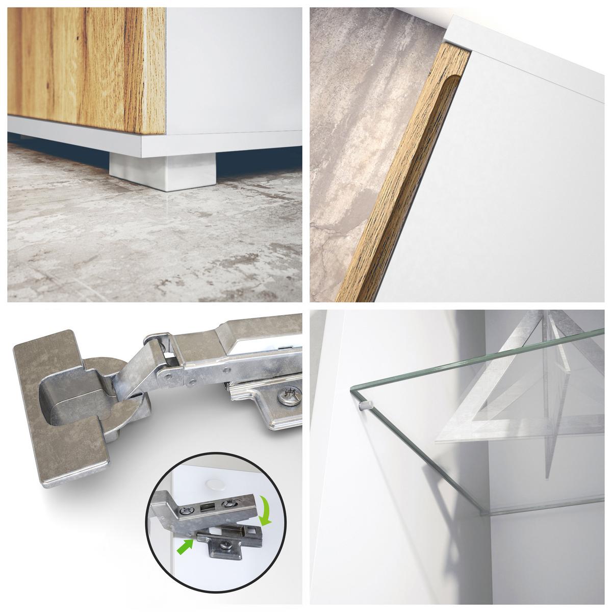 VITRINE Davos Eiche sägerau - Eiche San Remo, Holzwerkstoff (71.5/134/35cm) - Vladon