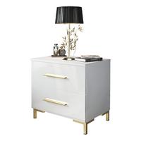 NACHTTISCH LINA GOLD mit Beinen, Hochglanz - Weiß, Holzwerkstoff (55/52/37cm) - Lookway
