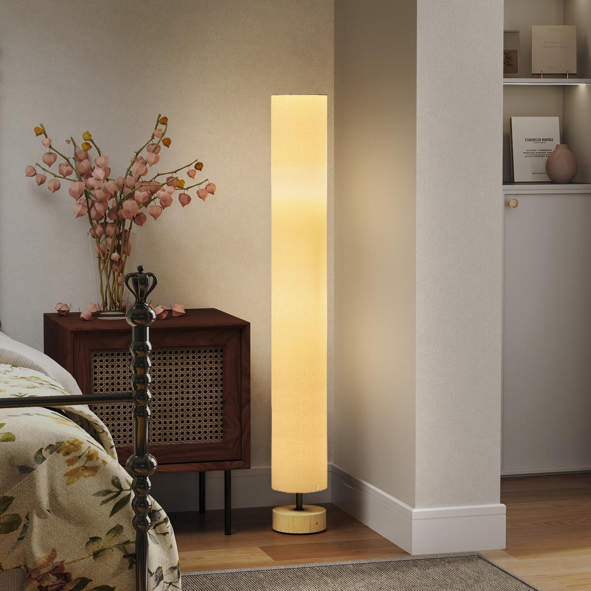 STEHLAMPE Leinen Beige - Beige, Textil (15/15/120cm) - HOMCOM
