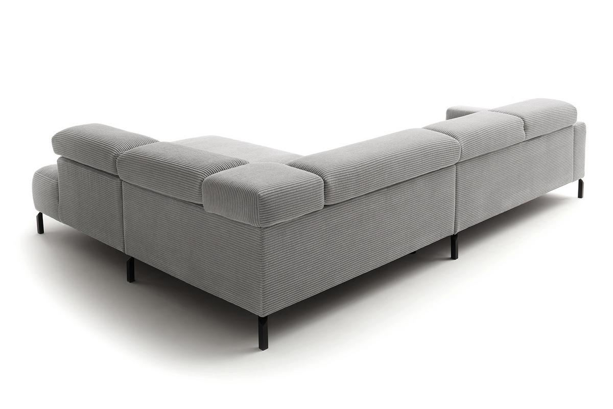 ECKSOFA DELIA Hellgrau Cord - Hellgrau/Schwarz, Textil/Metall (276/219cm) - KAWOLA