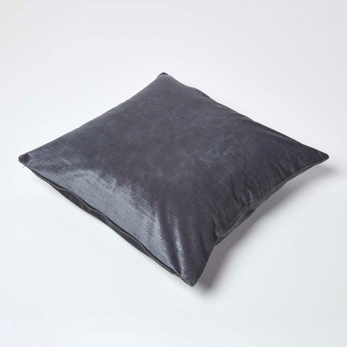 KISSENHÜLLE Samt grau 45/45 cm - Dunkelgrau, Textil (45/45cm) - Homescapes