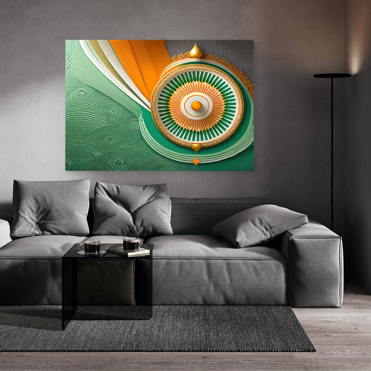 WANDBILD indien mandala symbol - Multicolor, Textil (60/40cm) - Feeby