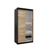 SCHWEBETÜRENSCHRANK 200/100/62 2-türig - Silberfarben/Schwarz, Holz/Kunststoff (100/200/62cm) - MÖBEL KRYSPOL