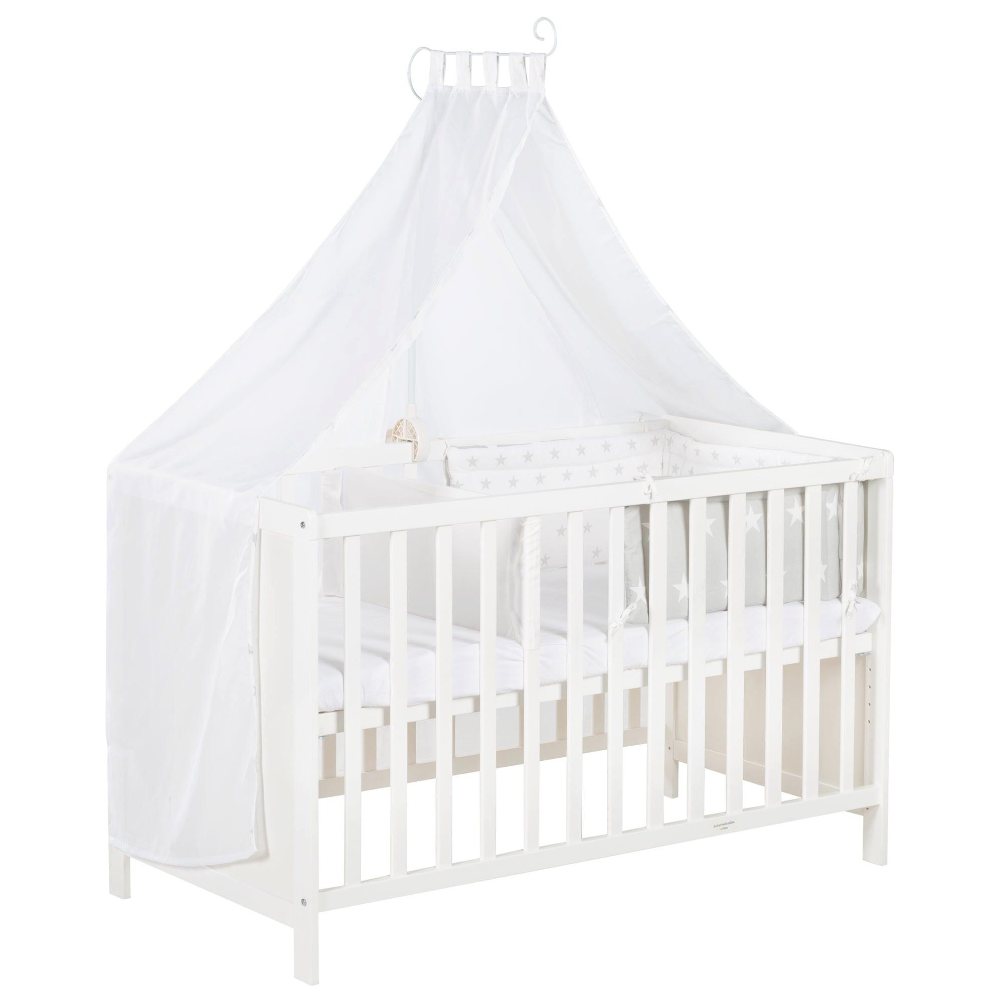 BABYBETT mit Matratze 60 x 120 cm - Weiß, Holzwerkstoff (60/120cm) - Roba