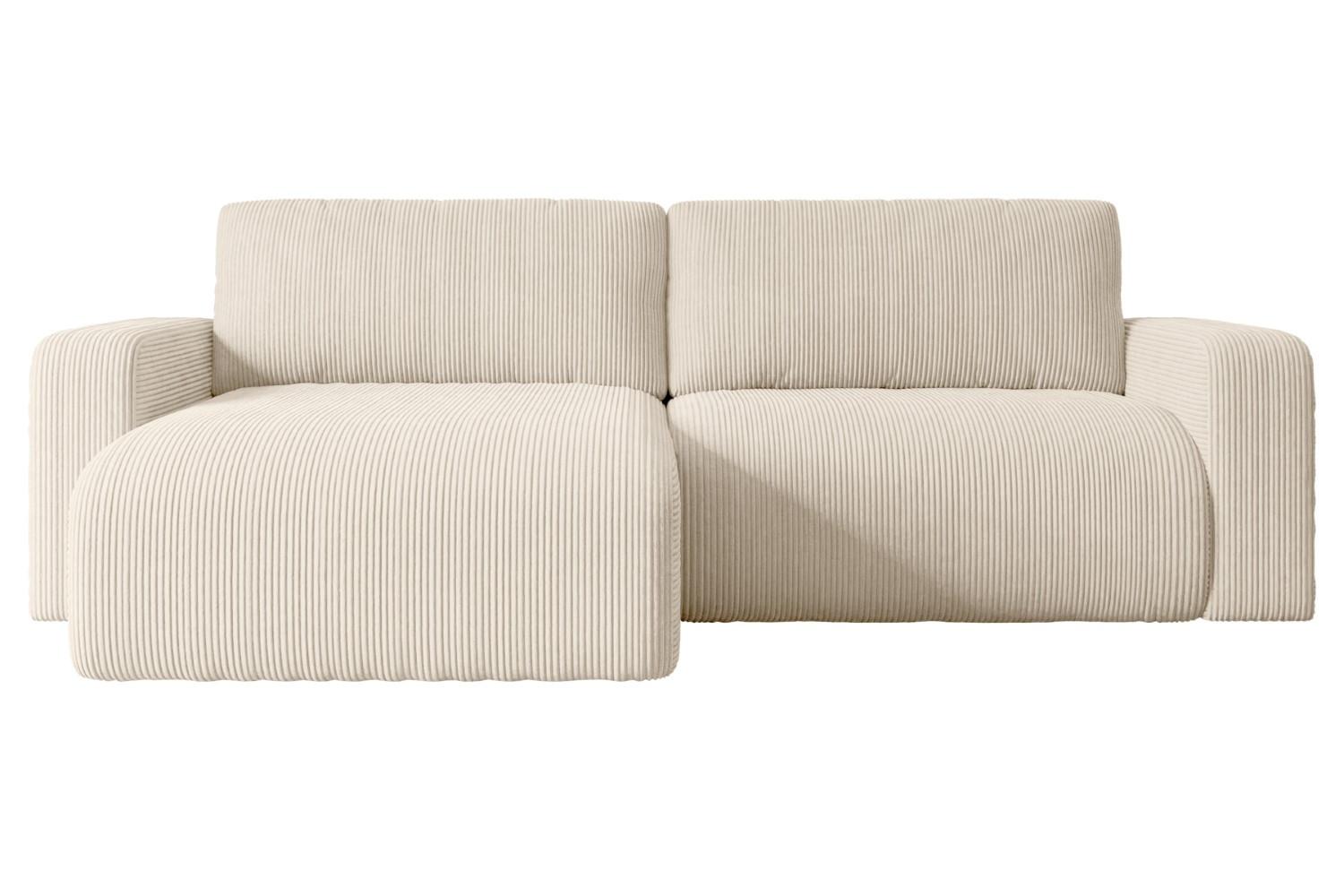 ECKSOFA mit Schlaffunktion und Bettkasten KLEEA-L - 247x143x83 cm Beige Cord - Beige/Schwarz, Holzwerkstoff/Kunststoff (247/143cm) - ALTDECOR