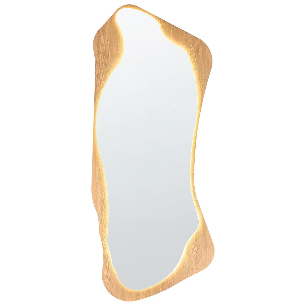 WANDSPIEGEL 58/171 cm Hellbraun LED Lamblore - Braun, Glas (58/171/3cm) - Beliani