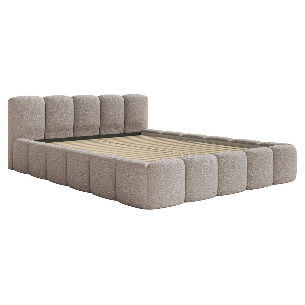 POLSTERBETT Cloudy Low Hellgrau Bouclé, 120x200 cm - Hellgrau/Schwarz, Kunststoff/Textil (120/200cm) - Selsey