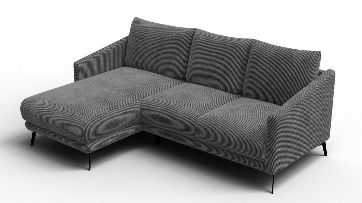 ECKSOFA VILT 3-Sitzer, dunkelgrau - Dunkelgrau/Schwarz, Holzwerkstoff/Textil (221/156cm) - Wozimo