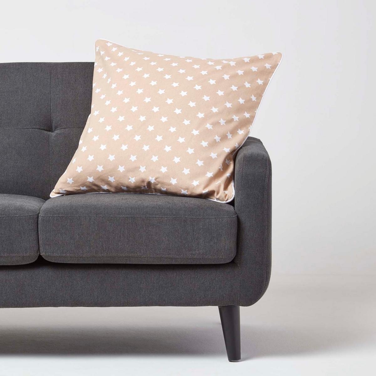 KISSENHÜLLE Sterne 60/60 cm, 100% Baumwolle - Beige, Textil (60/60cm) - Homescapes