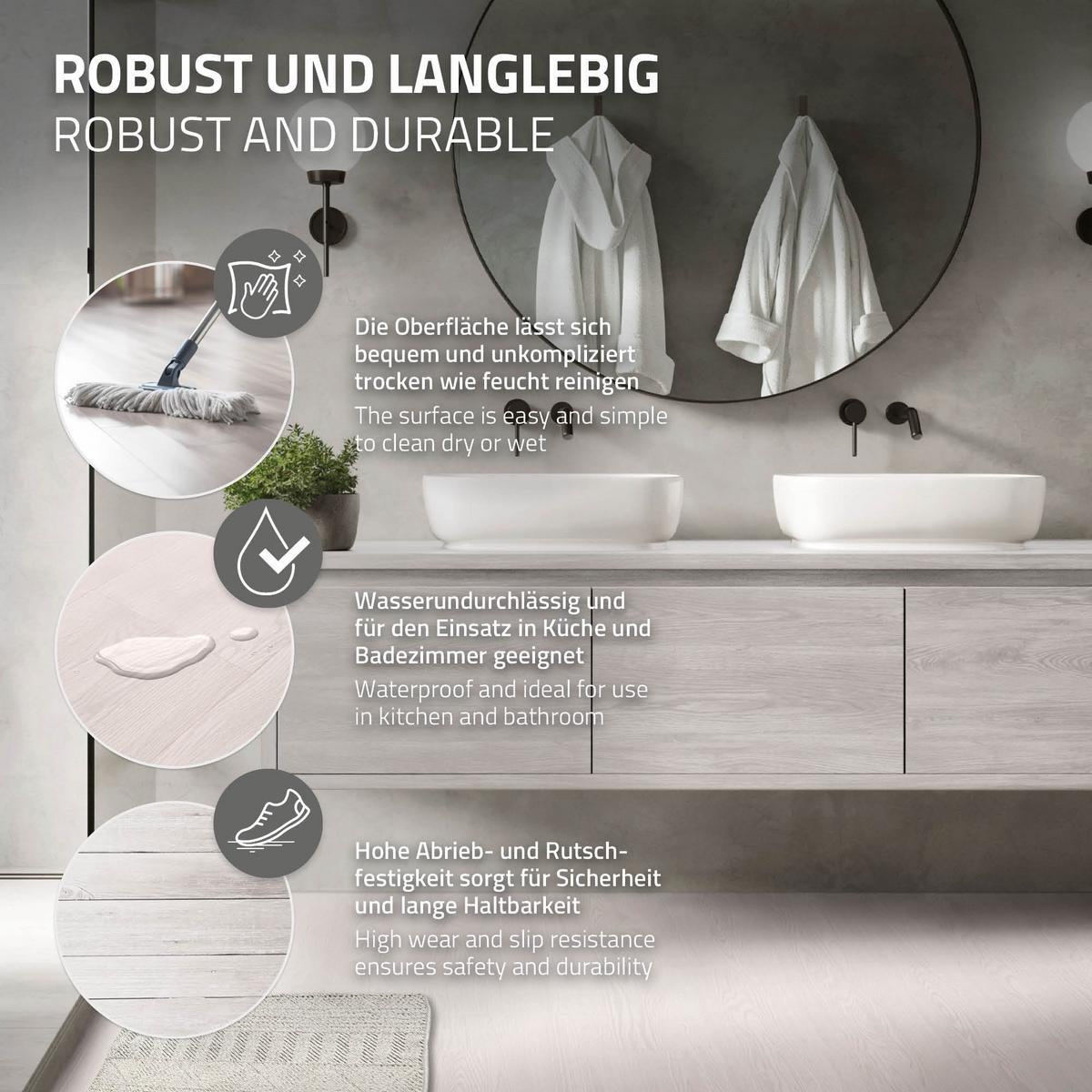 VINYLBODEN selbstklebend 2,23m²/16 Dielen Eiche Weiß - Weiß, Kunststoff (91.5/15.3/0.2cm) - ML-DESIGN