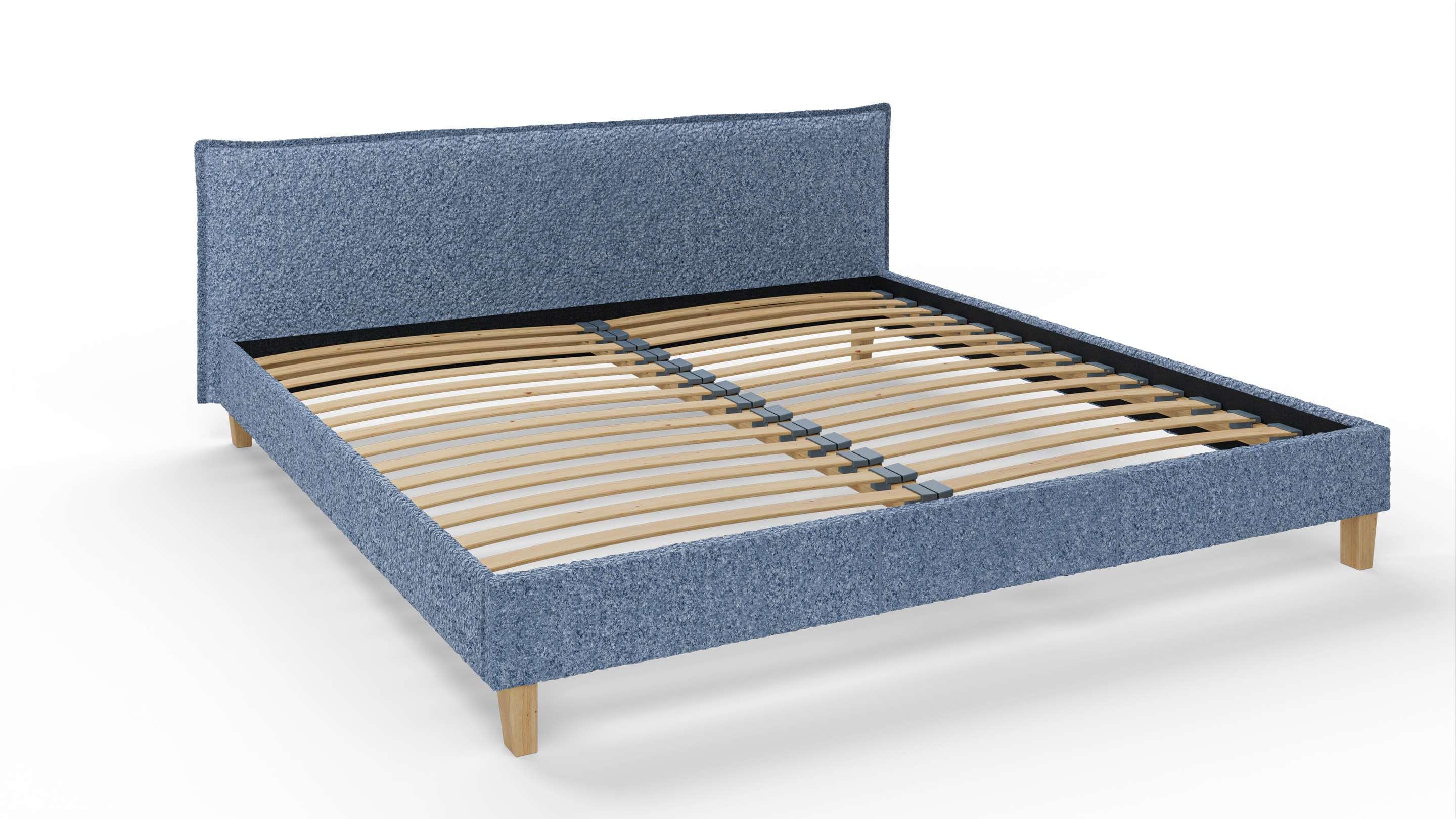 POLSTERBETT Arles 200/200 cm Boucle Stoff - Blau/Hellbraun, Holz/Textil (200/200cm) - S-Style Möbel